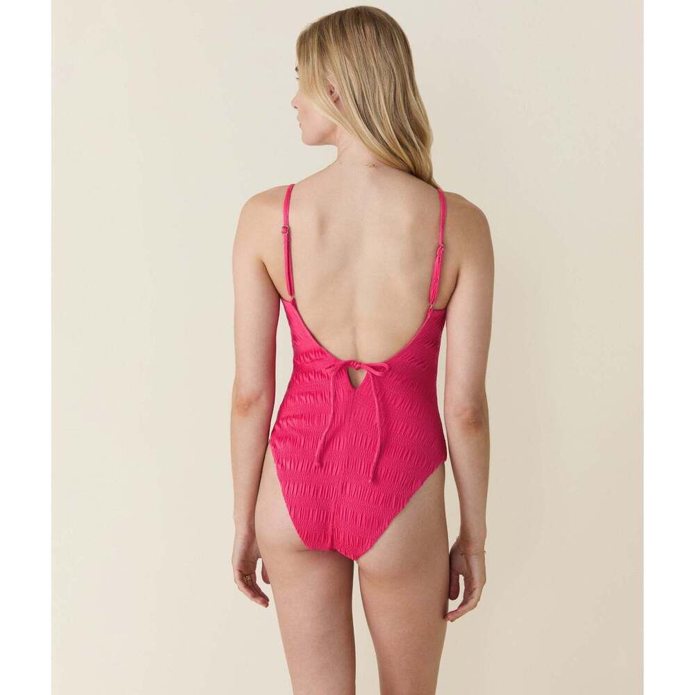 Andie The Lucaya One Piece - Smocked - Bright Begonia - Long Torso Size M